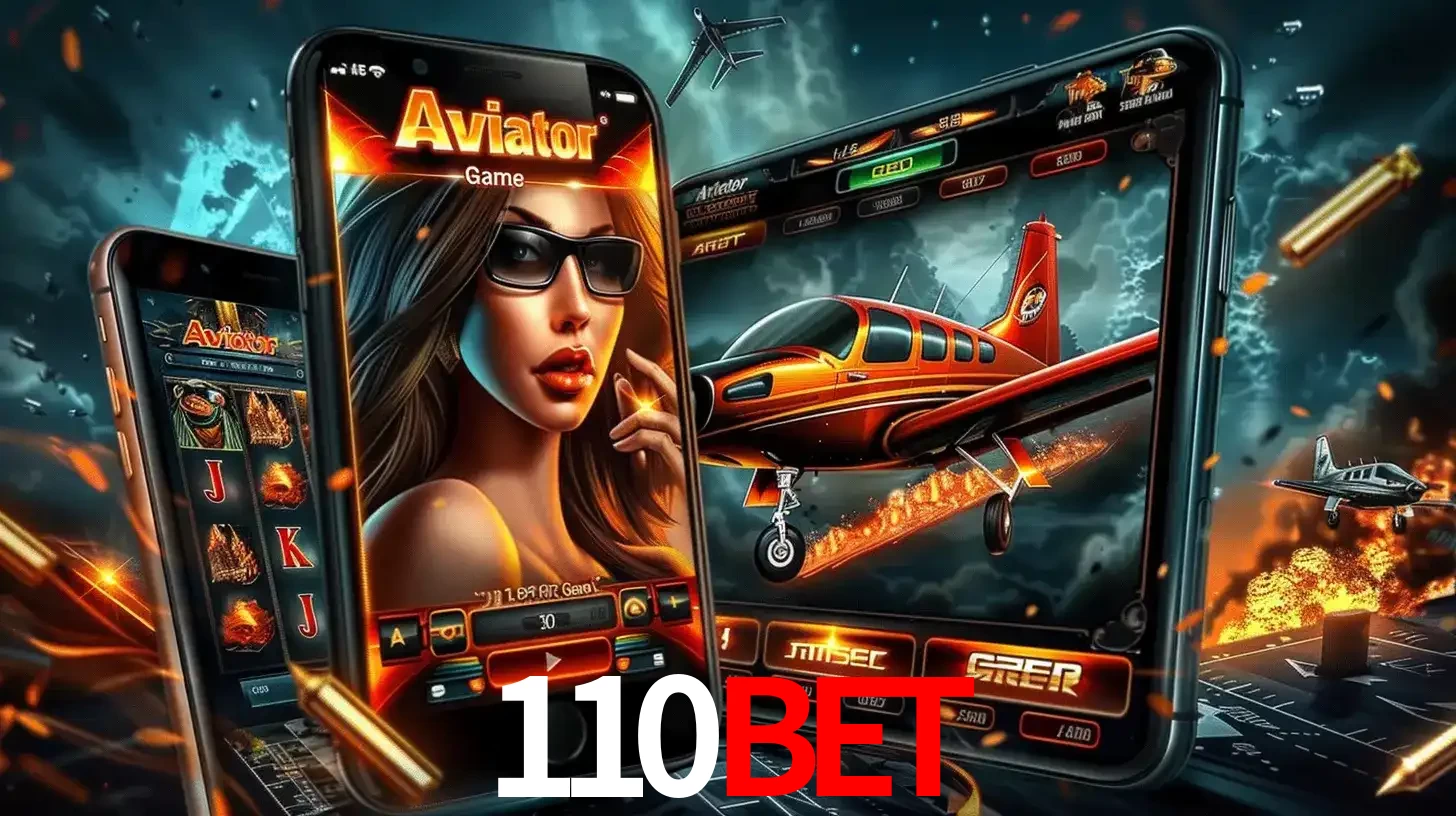 O popular jogo de apostas Aviator exibido em vários celulares e tablets, mostrando a interface emocionante e a ação de voo disponíveis para jogar agora no 110bet.