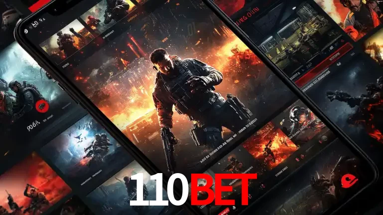 Tela de um celular exibindo uma galeria de jogos de tiro com temática militar, mostrando a variedade de e-sports disponíveis para apostas na plataforma de entretenimento 110bet.