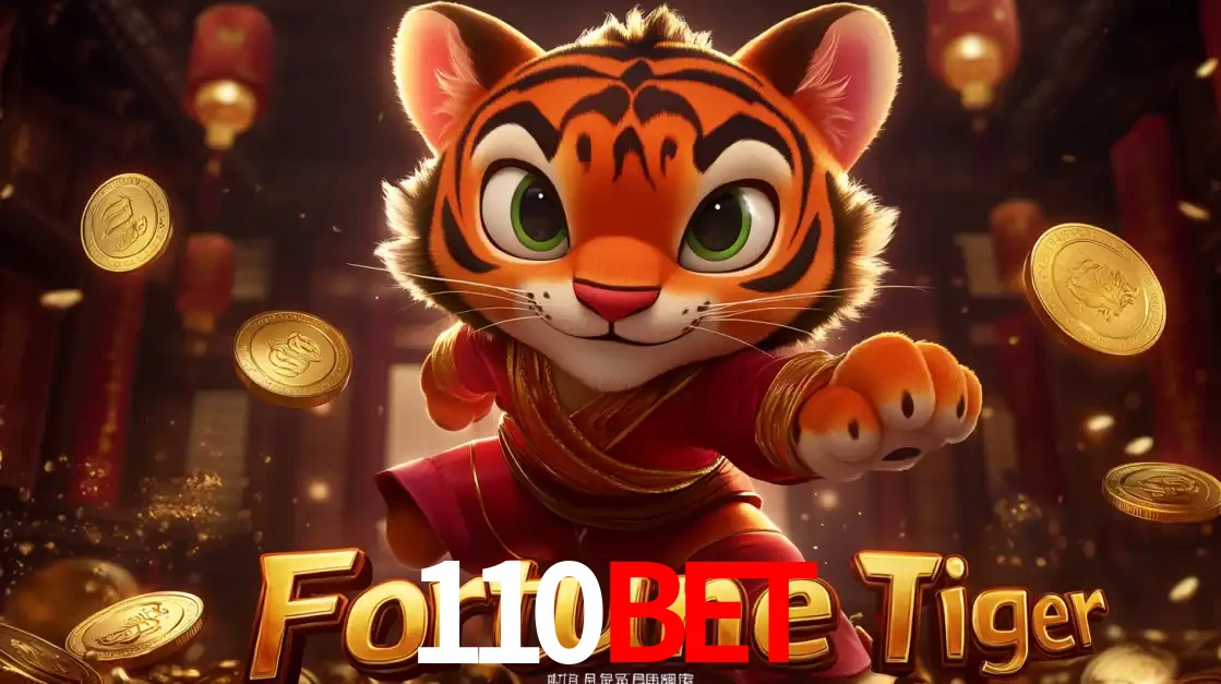 O carismático mascote do jogo de slot Fortune Tiger, um tigre fofo em pose de artes marciais, pronto para trazer sorte e multiplicadores de ganhos no cassino online 110bet.