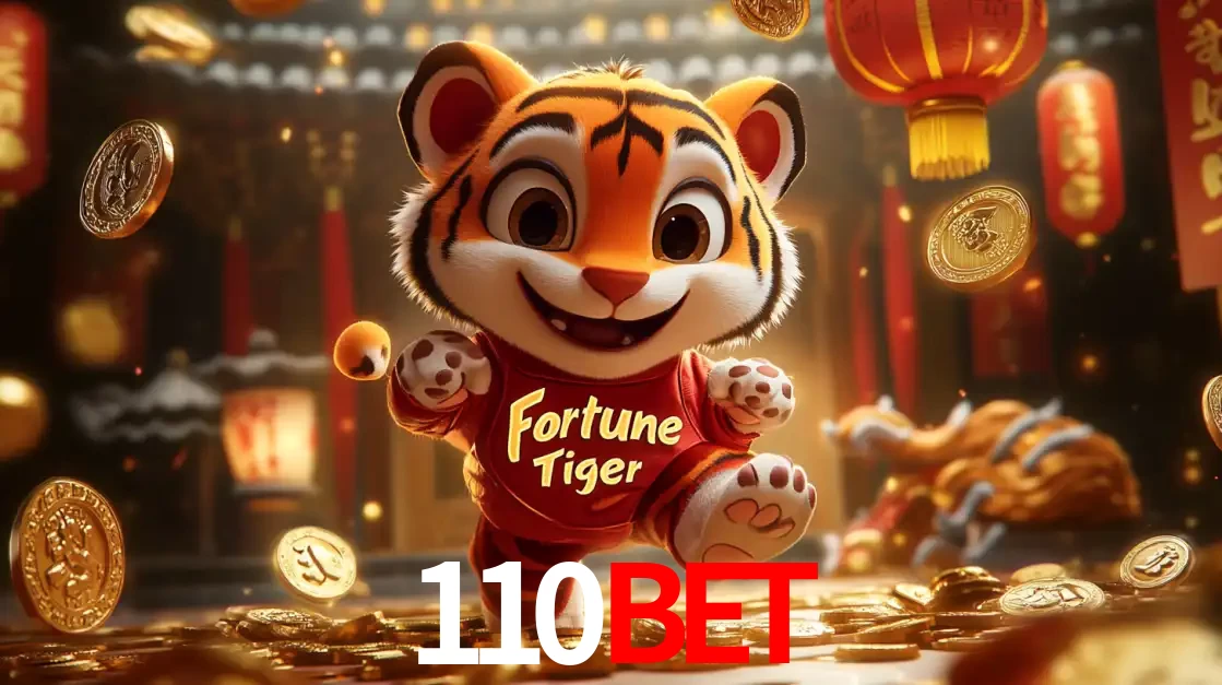O alegre personagem do Fortune Tiger correndo sobre um caminho de moedas de ouro, simbolizando os grandes prêmios e a diversão do popular jogo de slot do 110bet.